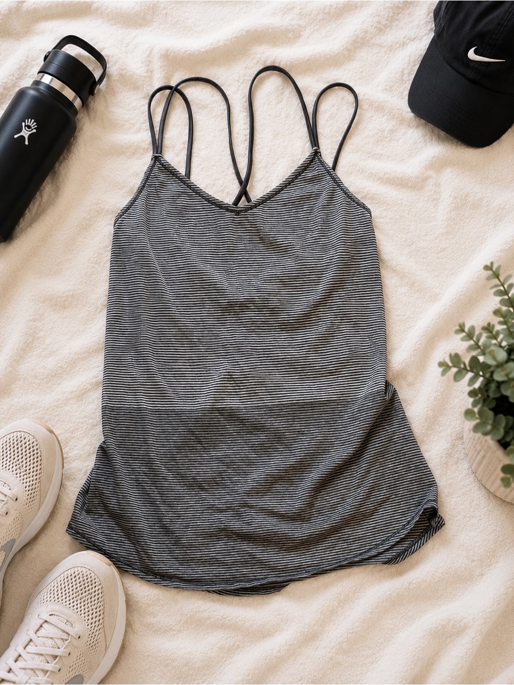 Lululemon Black & White Striped Racerback Tank Top | Double Strap Tank | Size 8